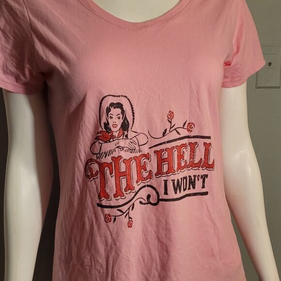 Port & Co. “The Hell I Won’t” Cowgirl Graphic Tee M Western Snarky Humor Gift - Picture 3 of 9